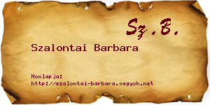 Szalontai Barbara névjegykártya